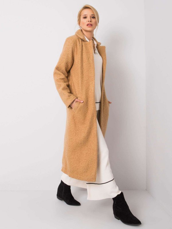 Płaszcz-217-PL-23335.86-camelowy rozmiar - S