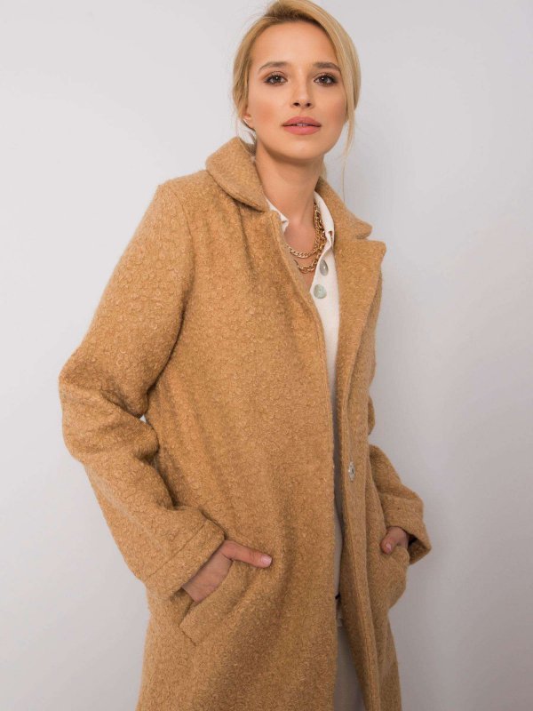 Płaszcz-217-PL-23335.86-camelowy rozmiar - S