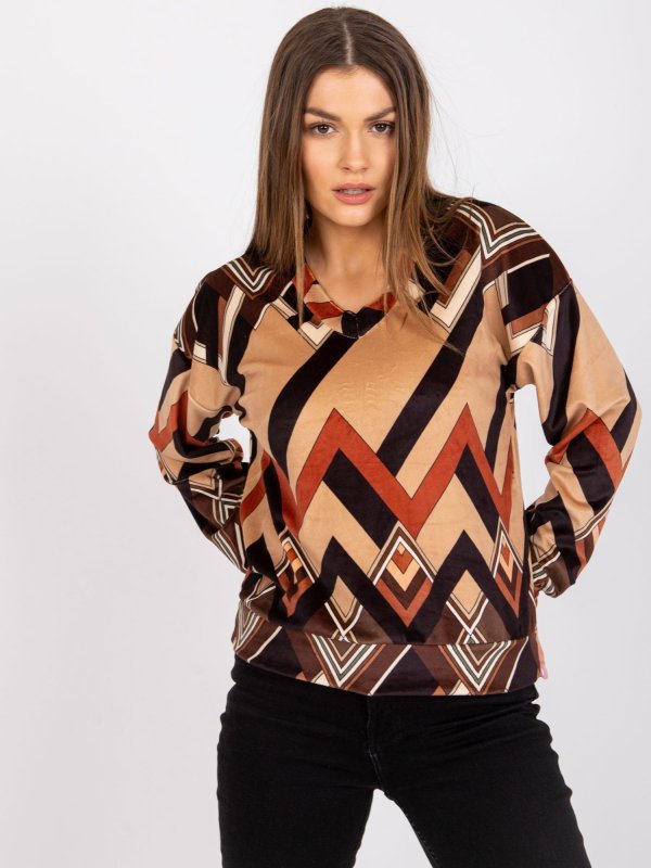 Bluzka-DHJ-BZ-6033-1.49P-czarno-beżowy rozmiar - ONE SIZE