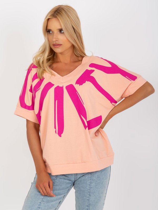 Bluzka-FA-BZ-7920.90-brzoskwiniowy rozmiar - ONE SIZE