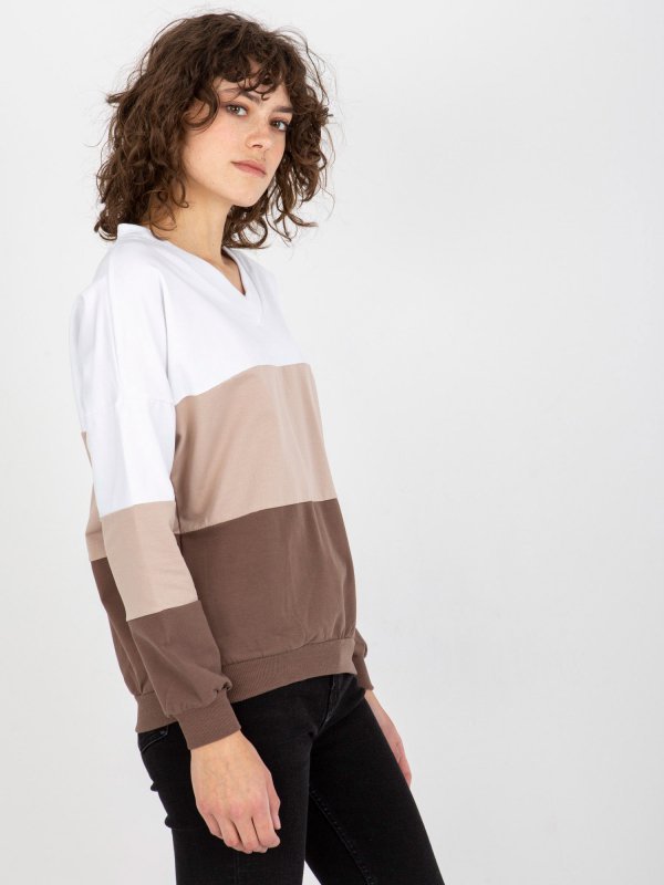 Bluza-RV-BL-8328.65P-biało-brązowy rozmiar - L/XL