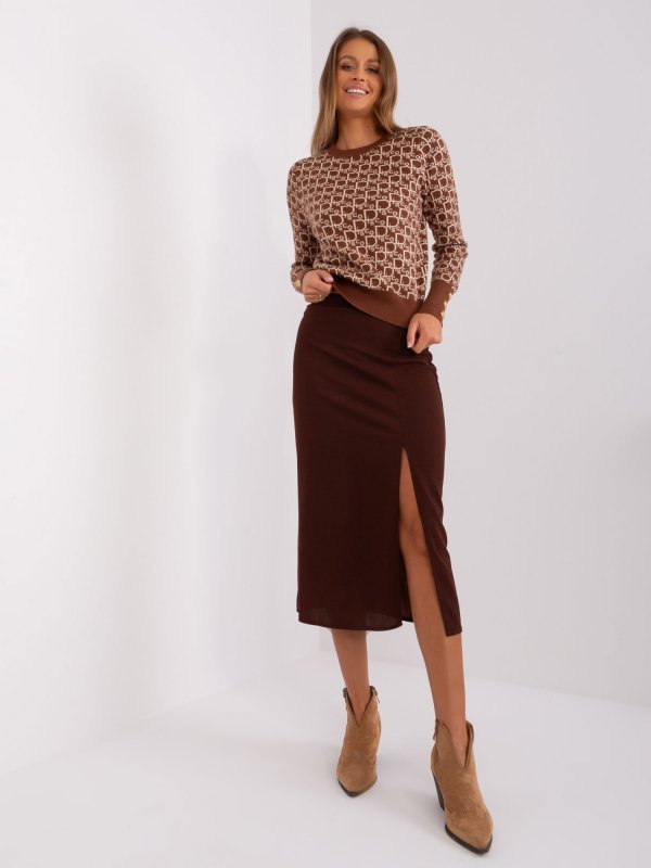 Spódnica-LK-SD-509445.72P-ciemny brązowy rozmiar - L/XL
