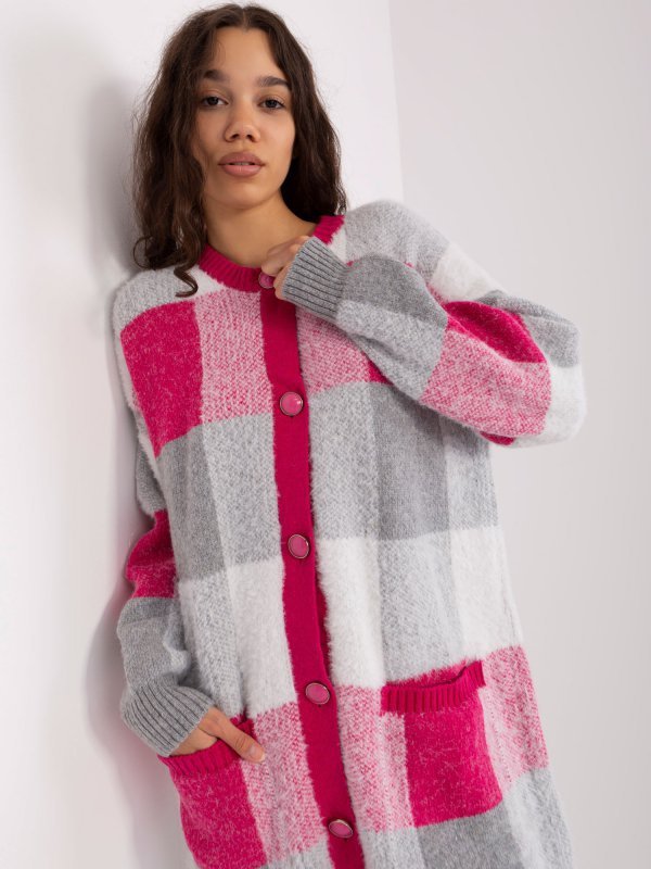Kardigan-BA-SW-0318.78-fuksjowy rozmiar - ONE SIZE