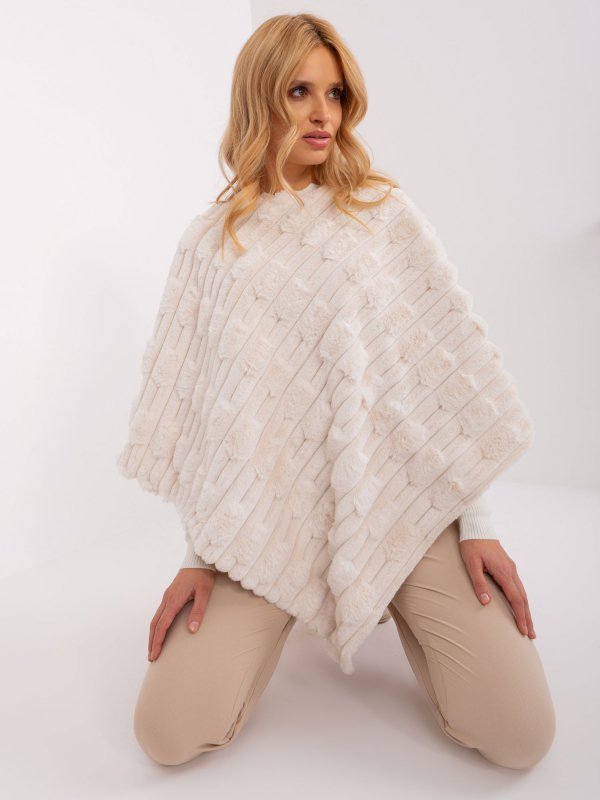 Poncho-AT-PN-2347.68-ecru rozmiar - ONE SIZE
