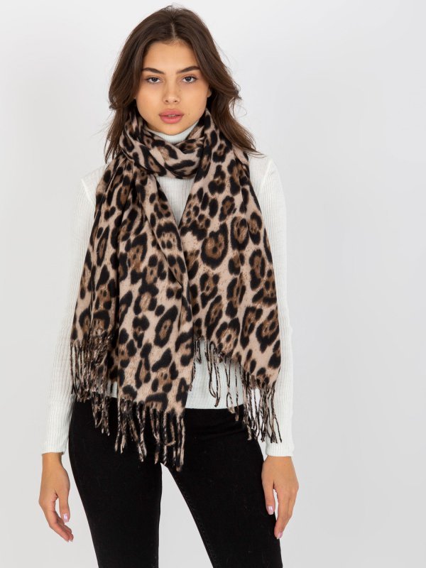 Szalik-AT-SZ-1-892.39P-czarno-beżowy rozmiar - ONE SIZE