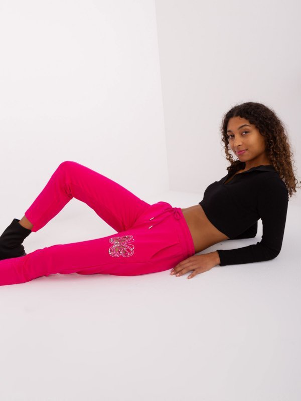 Spodnie dresowe-RV-DR-8835.10-fuksjowy rozmiar - L/XL