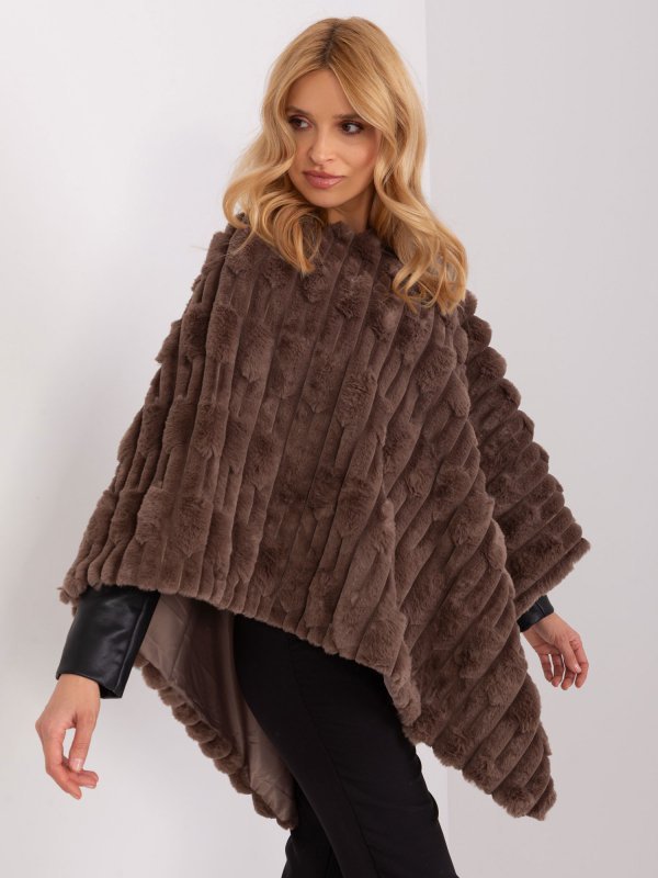 Poncho-AT-PN-2347.68-brązowy rozmiar - ONE SIZE