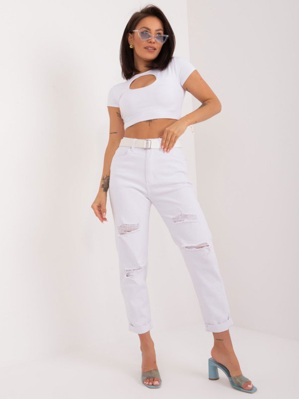 Spodnie jeans-PM-SP-J1260-1.66-biały rozmiar - XS