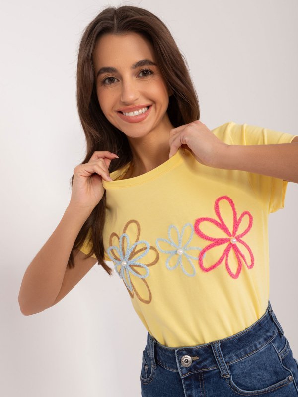 T-shirt-RV-TS-9648.98-żółty rozmiar - S/M