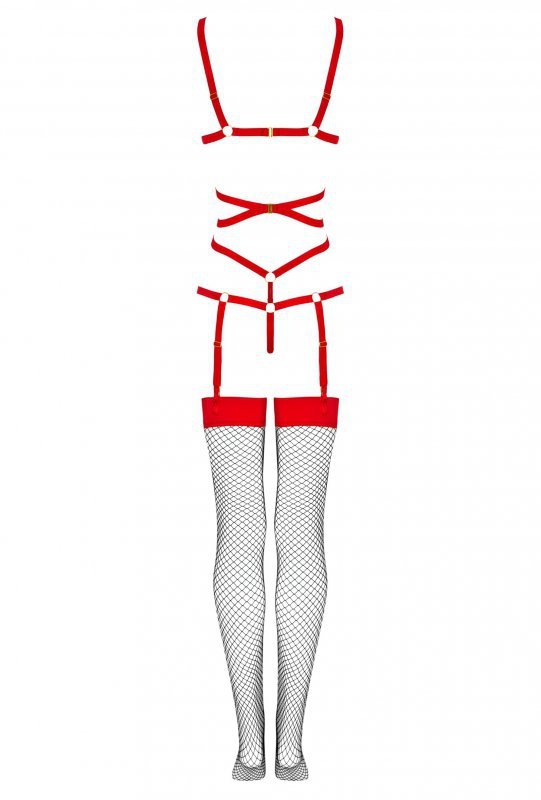 Thiara Red/Czerwone zmysłowe body z pończochami LivCo Corsetti Fashion rozmiar - L/XL