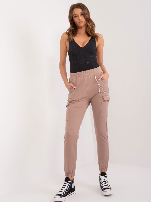 Spodnie dresowe-RV-DR-9604.27-ciemny bezowy rozmiar - L/XL