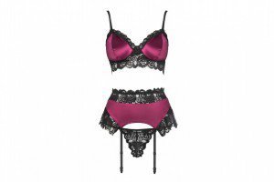 Nahir Maroon/Bordowy zmysłowy komplet LivCo Corsetti Fashion  rozmiar - L/XL