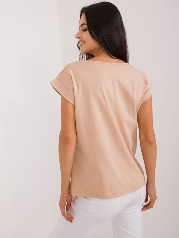 T-shirt-RV-TS-4833.41X-camelowy rozmiar - S