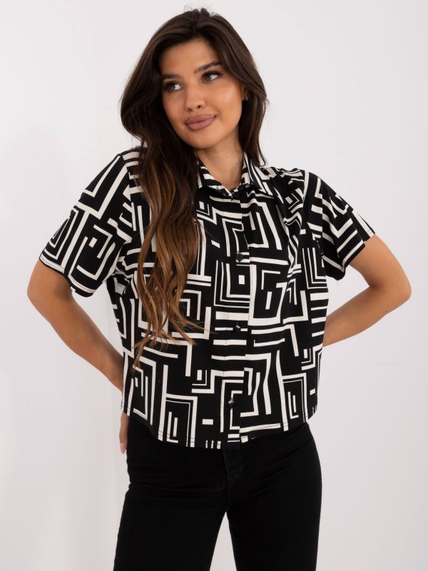 Bluzka-LK-BZ-509749.88-czarno-beżowy rozmiar - ONE SIZE