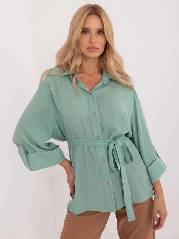 Koszula-LK-KS-509698.79-pistacjowy rozmiar - L/XL