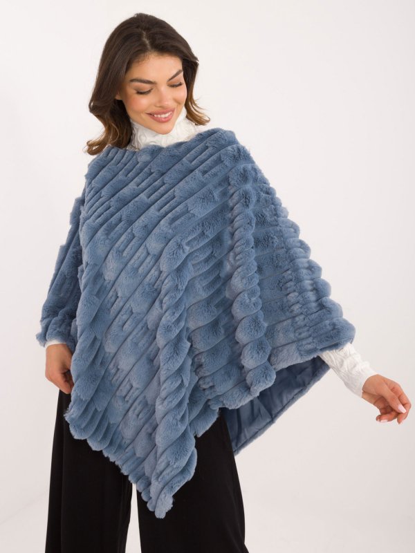 Poncho-AT-PN-2347.88-niebieski rozmiar - ONE SIZE