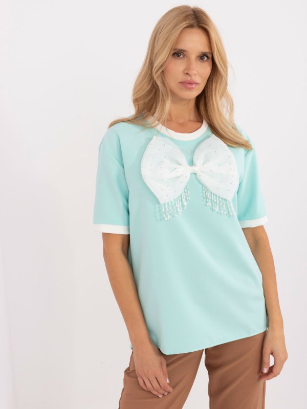 Bluzka-LK-BZ-509621-4.21-mietowy rozmiar - L/XL
