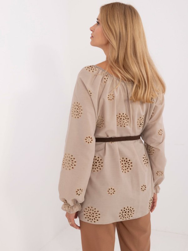 Bluzka-LK-BZ-509747.80-ciemny bezowy rozmiar - S/M