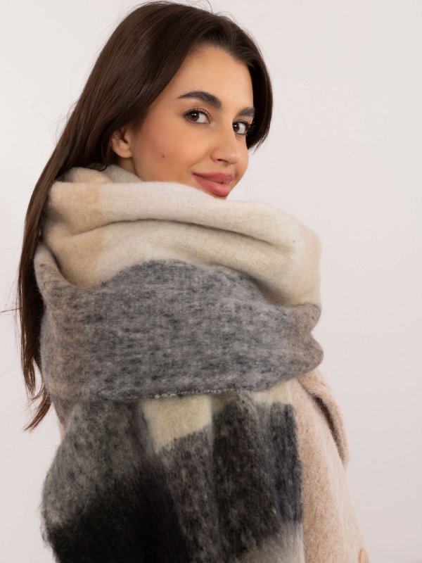 Szalik-AT-SZ-2312501.62-czarno-beżowy rozmiar - ONE SIZE