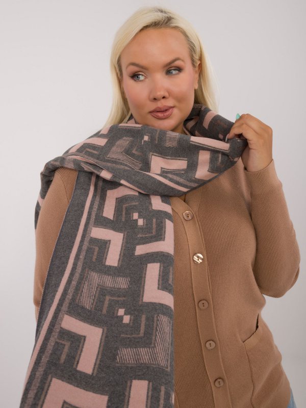 Szalik-AT-SZ-23158.32-szaro-różowy rozmiar - ONE SIZE