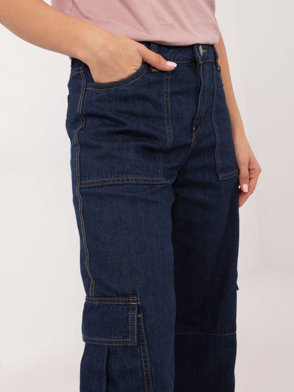 Spodnie jeans-D80016BD62458D282-granatowy rozmiar - L