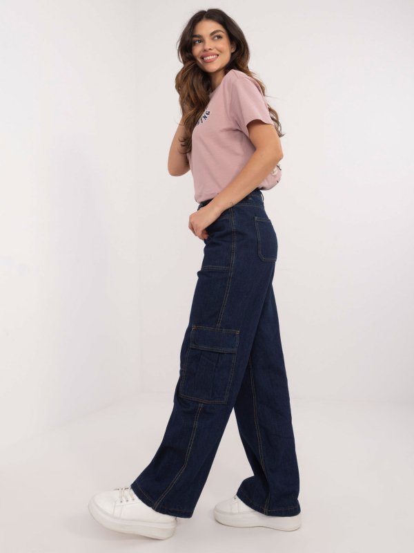 Spodnie jeans-D80016BD62458D282-granatowy rozmiar - M