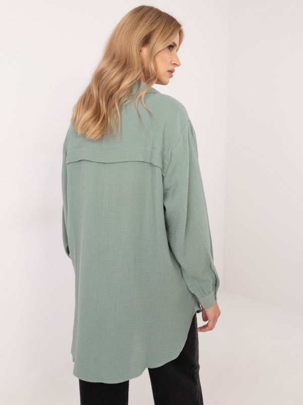 Koszula-D70032M11066D3-pistacjowy rozmiar - L/XL