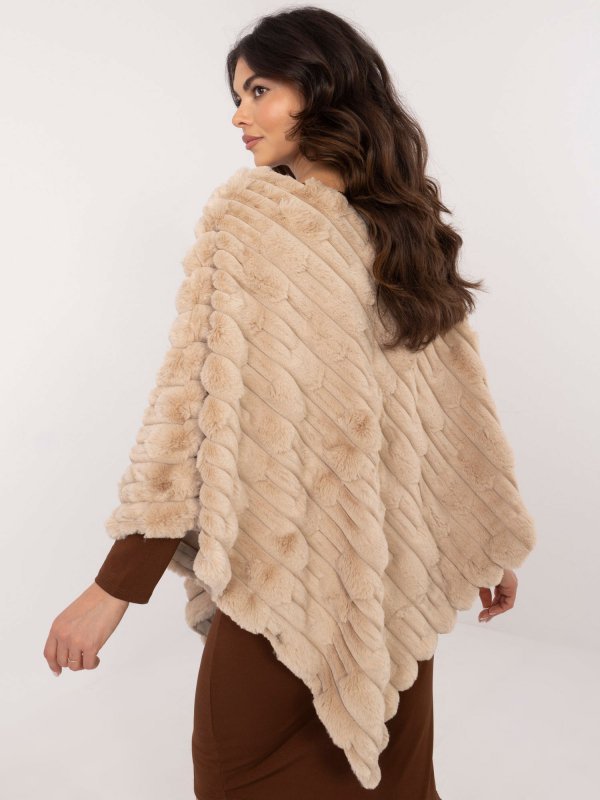 Poncho-AT-PN-2347.88-beżowy rozmiar - ONE SIZE