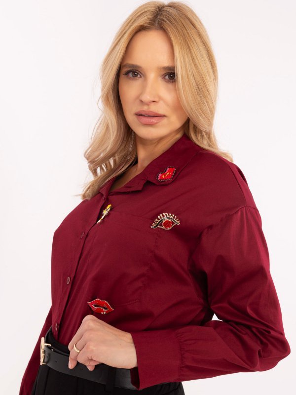 Koszula-DHJ-KS-9230.75P-bordowy rozmiar - ONE SIZE
