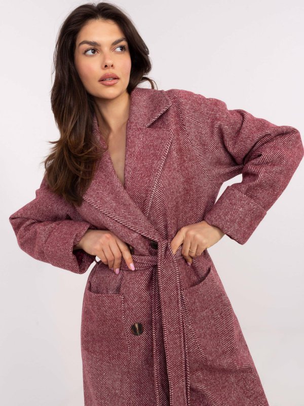 Płaszcz-LK-PL-509835.19-bordowy rozmiar - L/XL