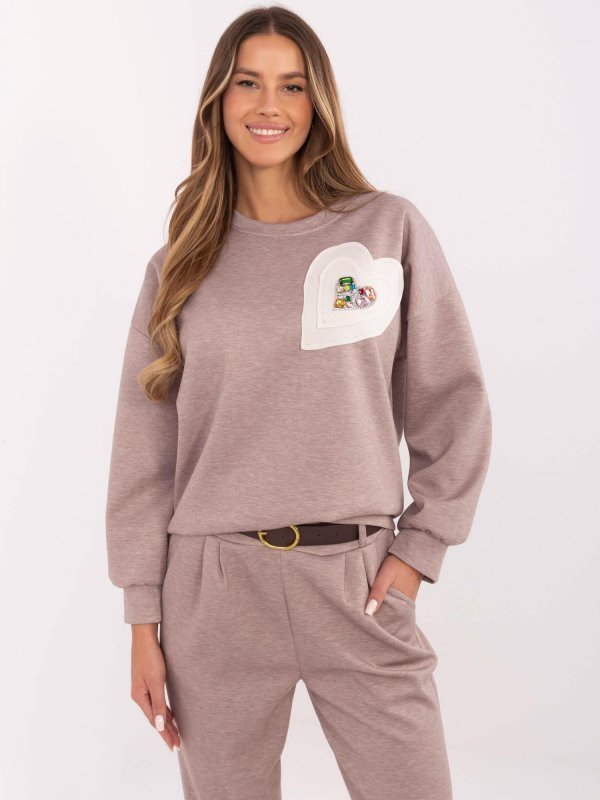 Bluza-DHJ-BL-20322.72-ciemny bezowy rozmiar - ONE SIZE