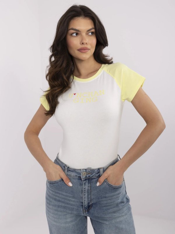 T-shirt-NM-TS-V7939.50-biało-żółty rozmiar - ONE SIZE