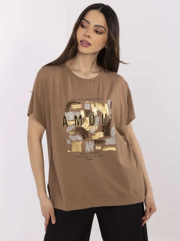Bluzka-CLM-BZ-1701.81-jasny brązowy rozmiar - L/XL