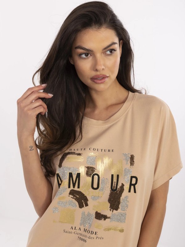 Bluzka-CLM-BZ-1701.81-camelowy rozmiar - S/M