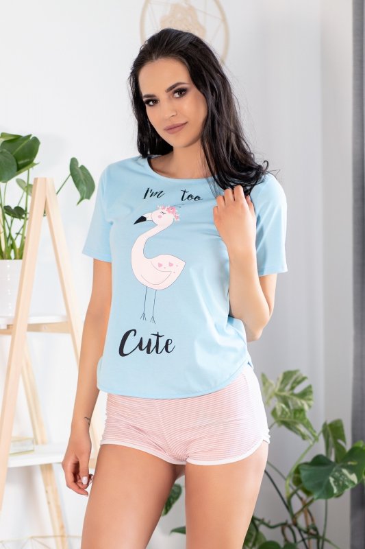 Piżama Cute Flamant 0304 Light Blue Jasnoniebieski LivCo Corsetti Fashion rozmiar - L/XL