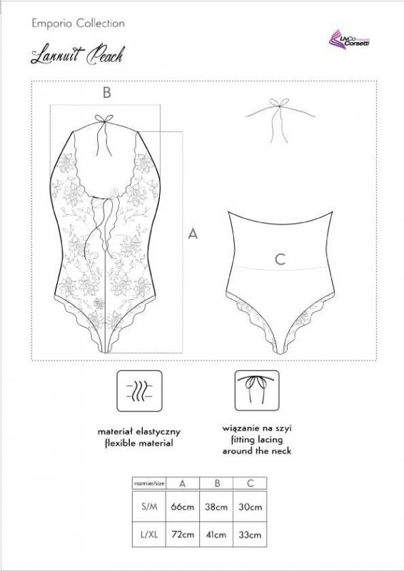 Body Lannuit Peach Emporio Pink Różowy Collection LivCo Corsetti Fashion rozmiar - L/XL