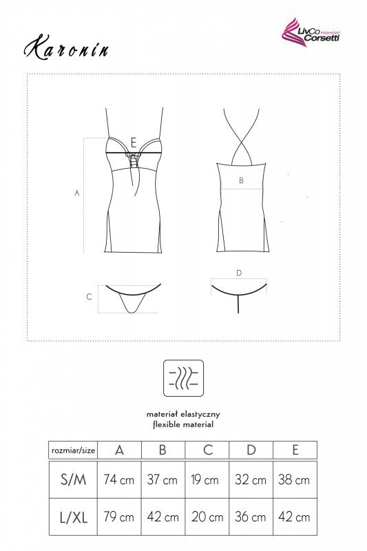 Zmysłowa Koszulka Damska Karonin Dubarry Black Czarny Collection LivCo Corsetti Fashion rozmiar - S/M