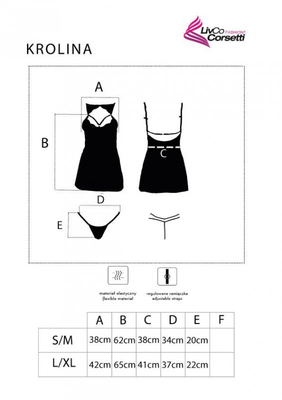 Krolina Black/Czarna seksowna koszulka nocna LivCo Corsetti Fashion rozmiar - L/XL