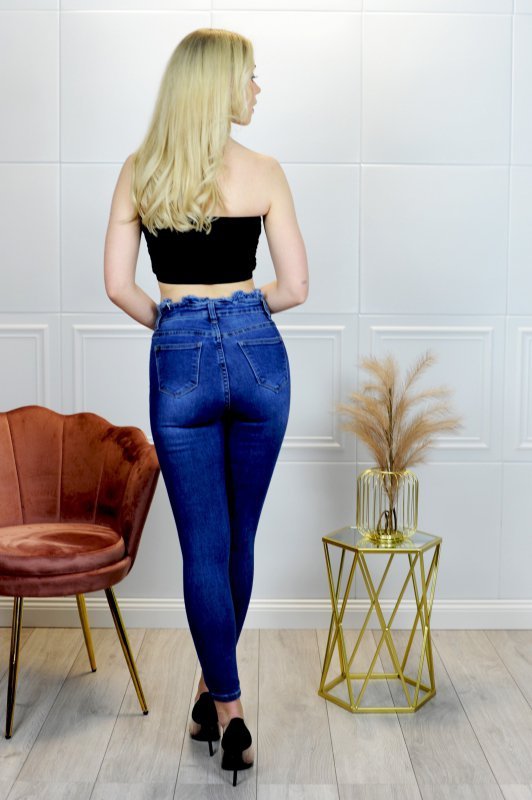Bohoola Blue/Niebieskie jeansowe spodnie rurki z wysokim stanem Merribel rozmiar - M