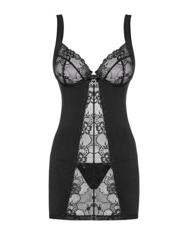 Koszulka Heartina Chemise Czarna + stringi GRATIS!