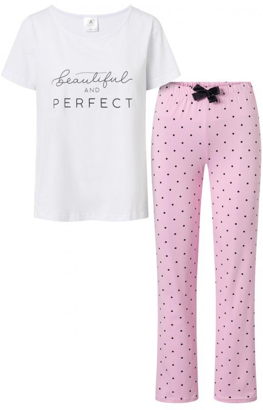 Piżama Damska Model Flawless 170006 White/Pink - Momenti Per Me