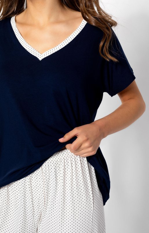 Piżama Damska Model Cindy 223554 Navy/Ecru - Momenti Per Me