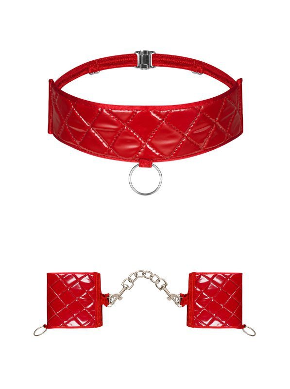 Kajdanki i choker Hunteria czerwone