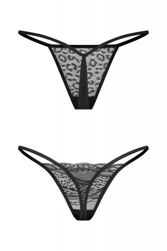 Obsessive Figi stringi otwarte Clara czarne 2-pak