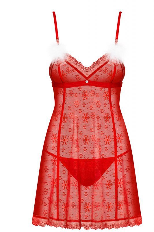 Obsessive Babydoll i stringi Claussica czerwone
