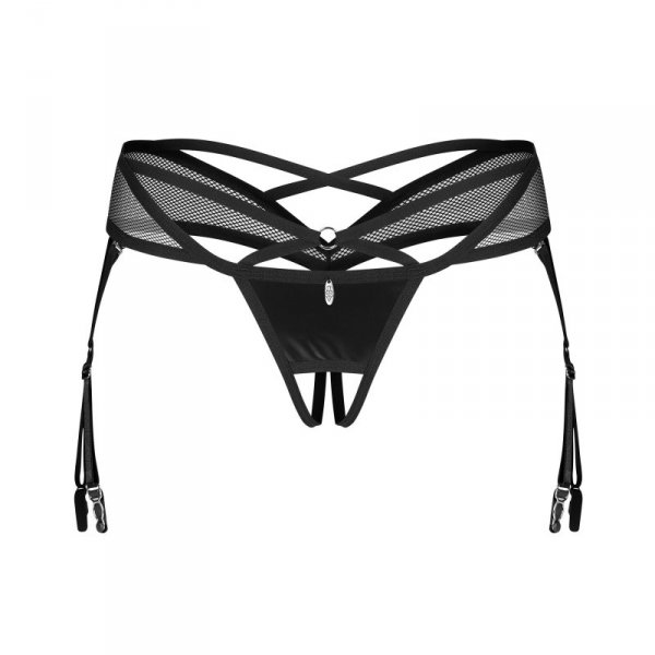 Obsessive Figi stringi otwarte Dominna czarne