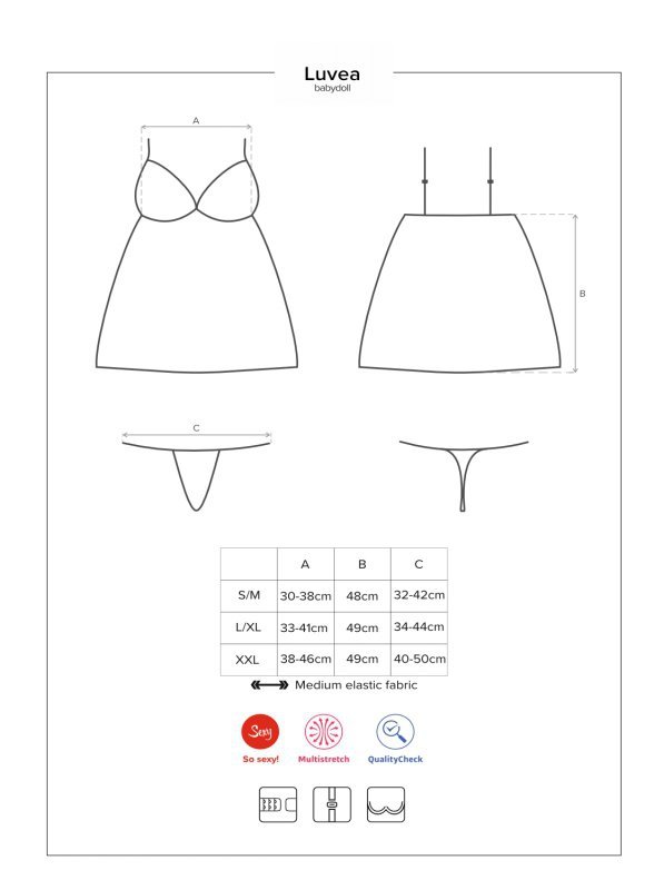 Obsessive Babydoll i stringi Luvae czarne