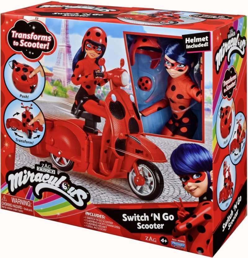 Miraculous – skuter Miraculous Switch'n go + lalka Ladybug Lucky