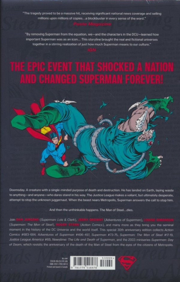 DEATH OF SUPERMAN 30TH ANNIVERSARY DELUXE EDITION HC [STANDARD] [9781779516978] **promocja TOMY**
