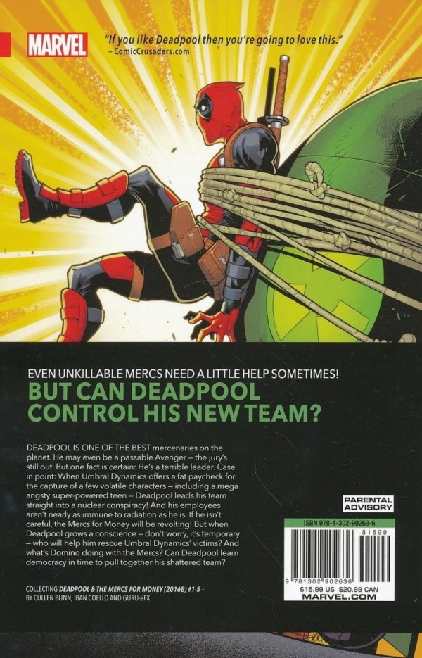 DEADPOOL AND THE MERCS FOR MONEY VOL 01 NO MERCS NO MONKEYS TP [9781302902636]